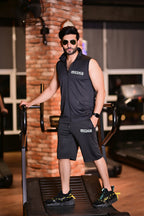 Black Slogan Dri-Fit Short Set