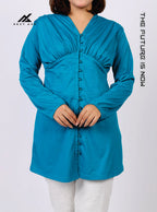 Ladies Full Sleeve Button Detail Ruched Shirt