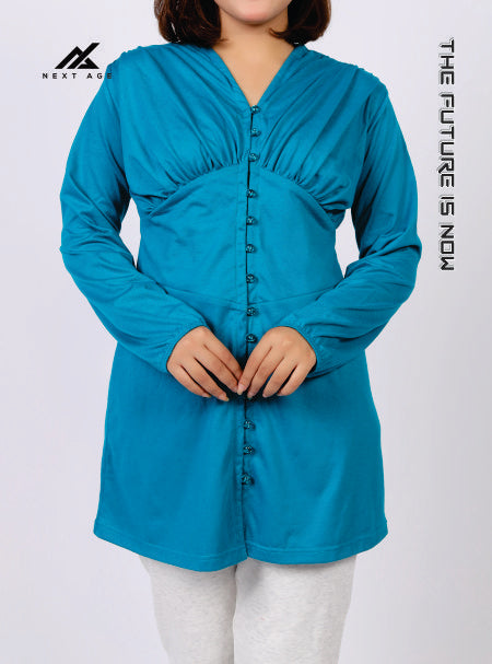 Ladies Full Sleeve Button Detail Ruched Shirt