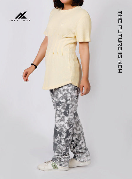 Waffle Cream Seam Detail Long Shirt