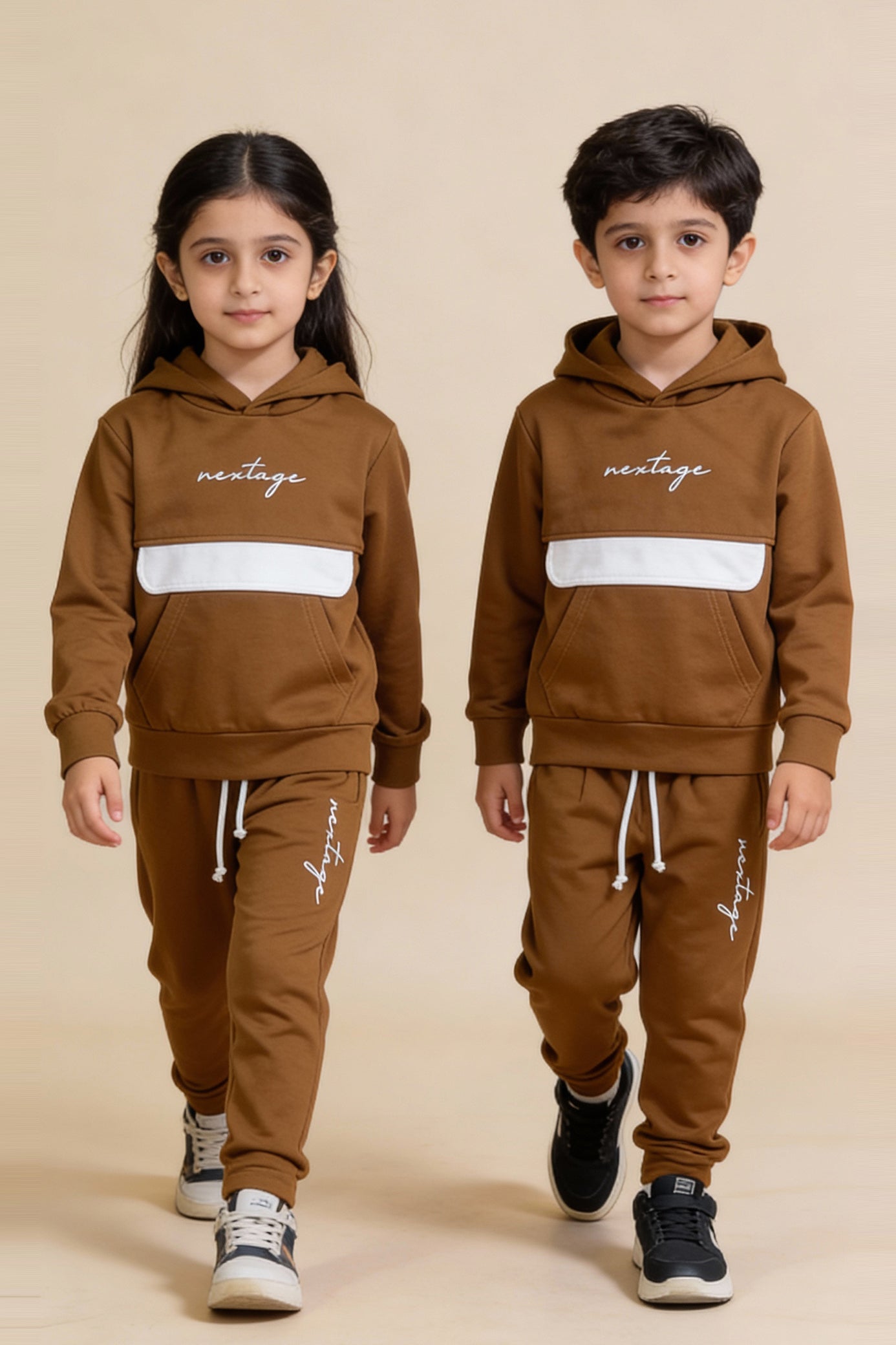 Nextage Brown Embroidered Tracksuit