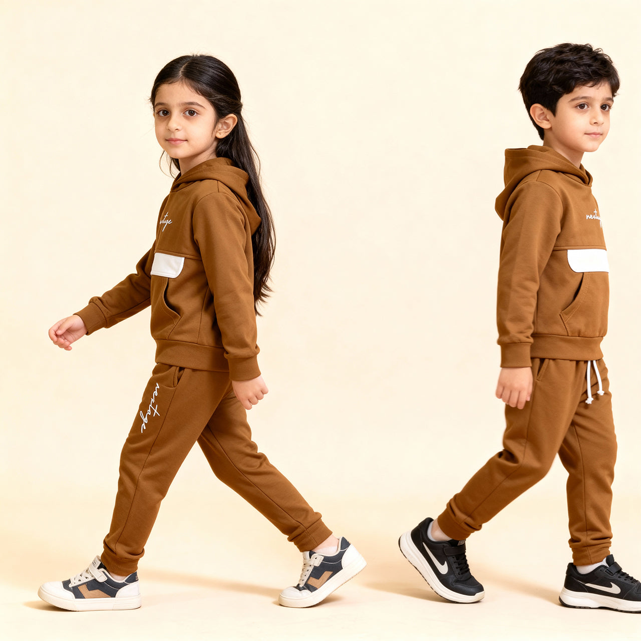 Nextage Brown Embroidered Tracksuit