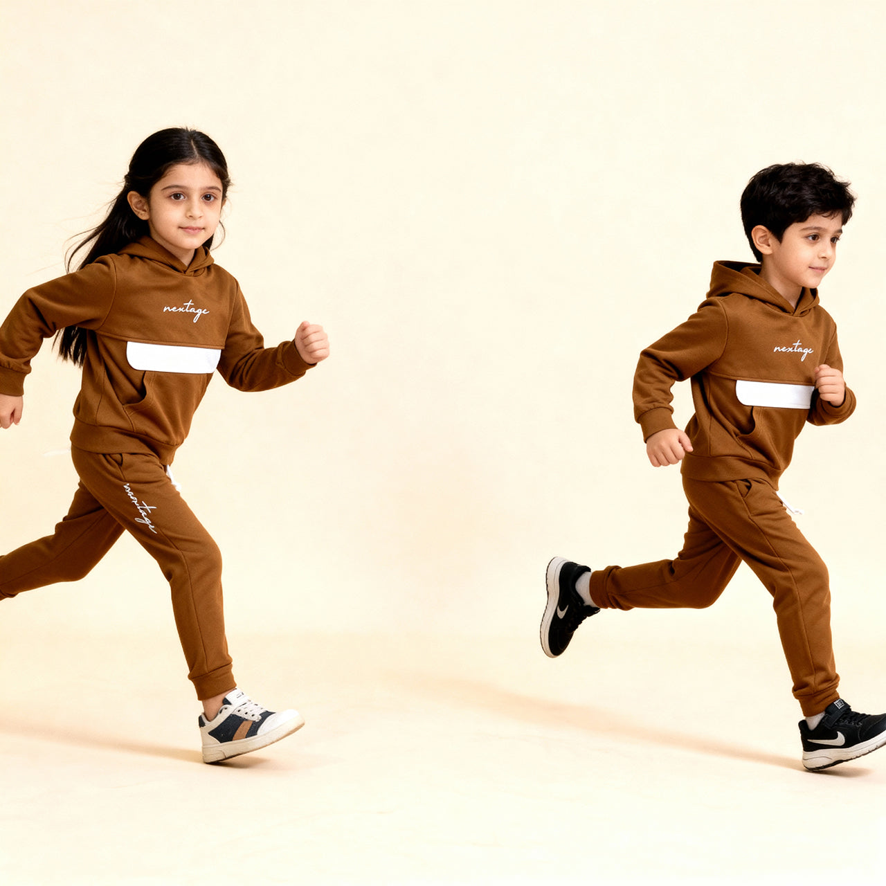 Nextage Brown Embroidered Tracksuit