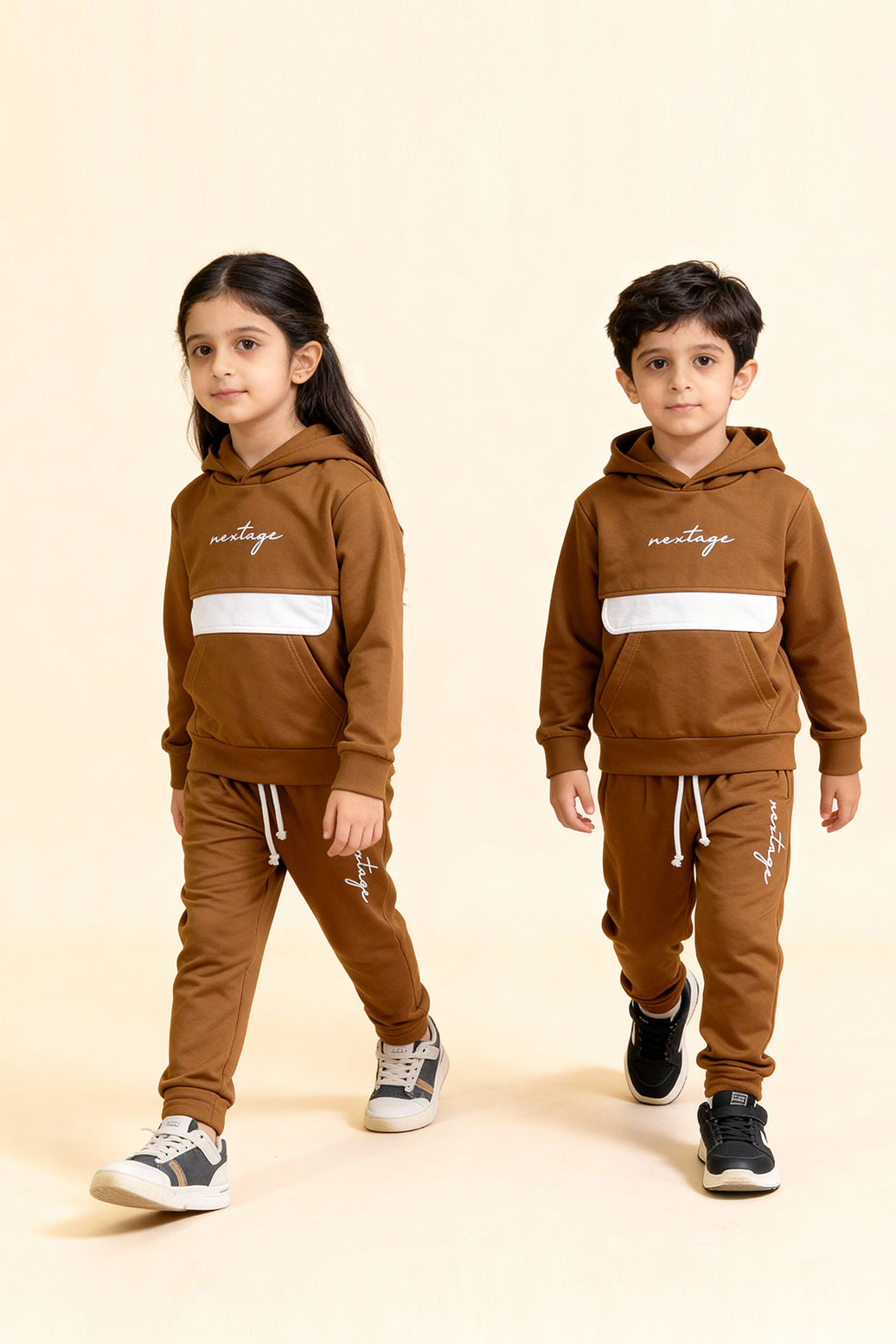 Nextage Brown Embroidered Tracksuit
