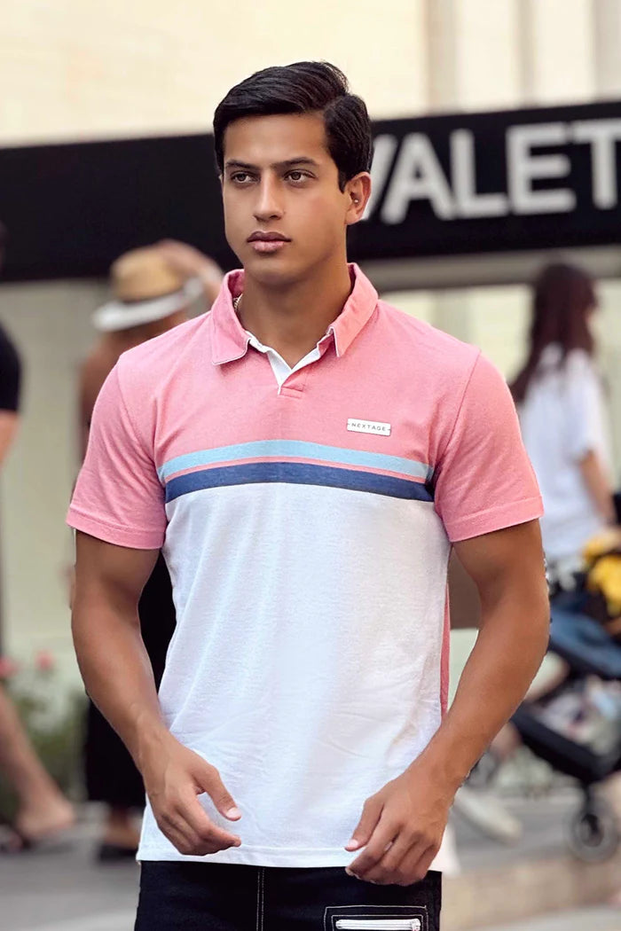 Nextage Pink Dyed Polo Shirt
