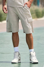 Beige Stripe Printing Short