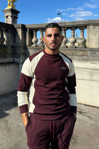 Nextage Wine Textured Metal Slogan Slim Fit Tracksuit