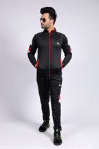 BLACK REGLAN SLOGAN TRACKSUIT