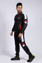 BLACK REGLAN SLOGAN TRACKSUIT