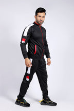 BLACK REGLAN SLOGAN TRACKSUIT