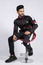 BLACK REGLAN SLOGAN TRACKSUIT