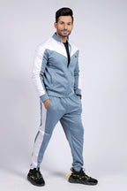 DUSTY BLUE CONTRAS SLOGAN TRACKSUIT
