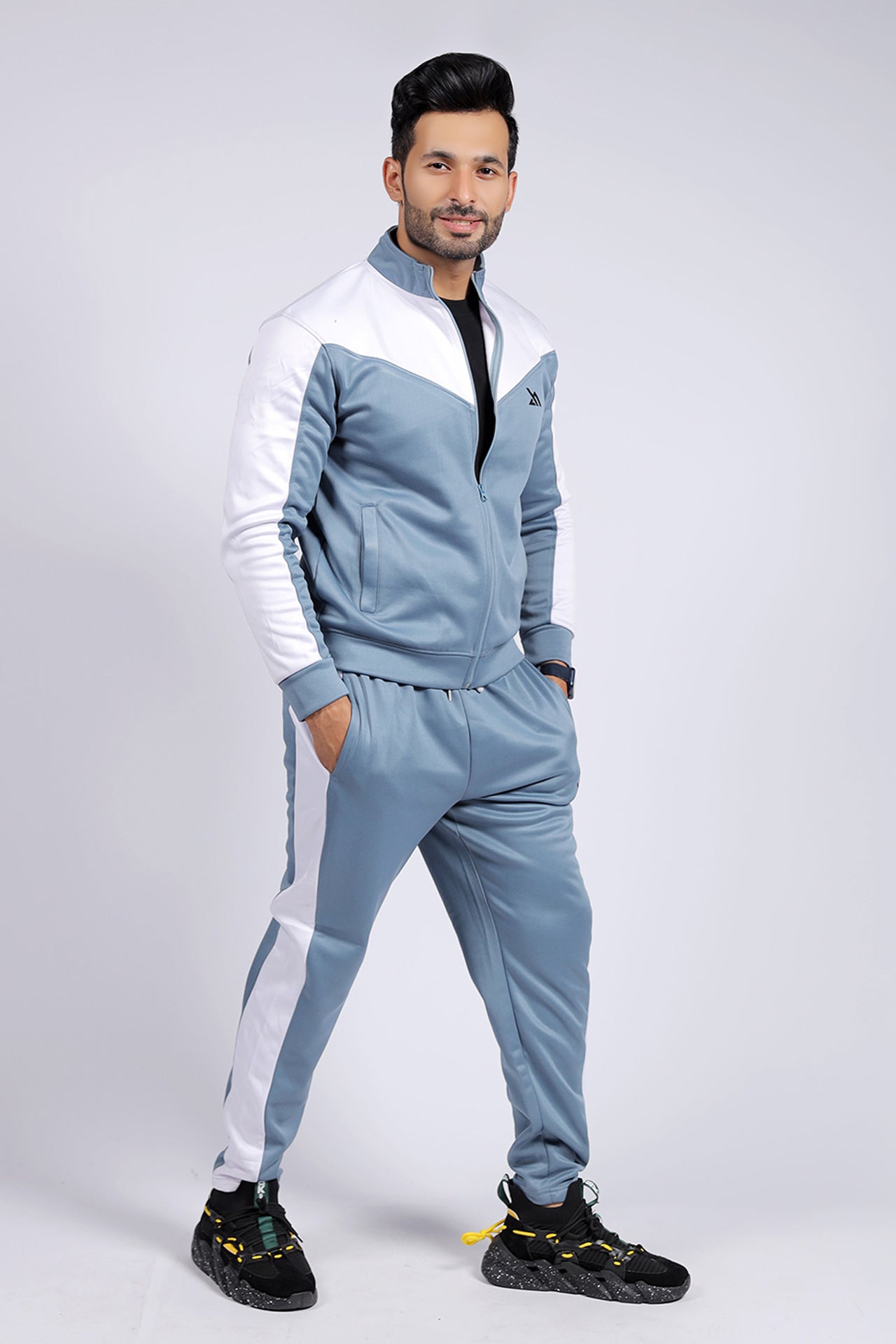 DUSTY BLUE CONTRAS SLOGAN TRACKSUIT
