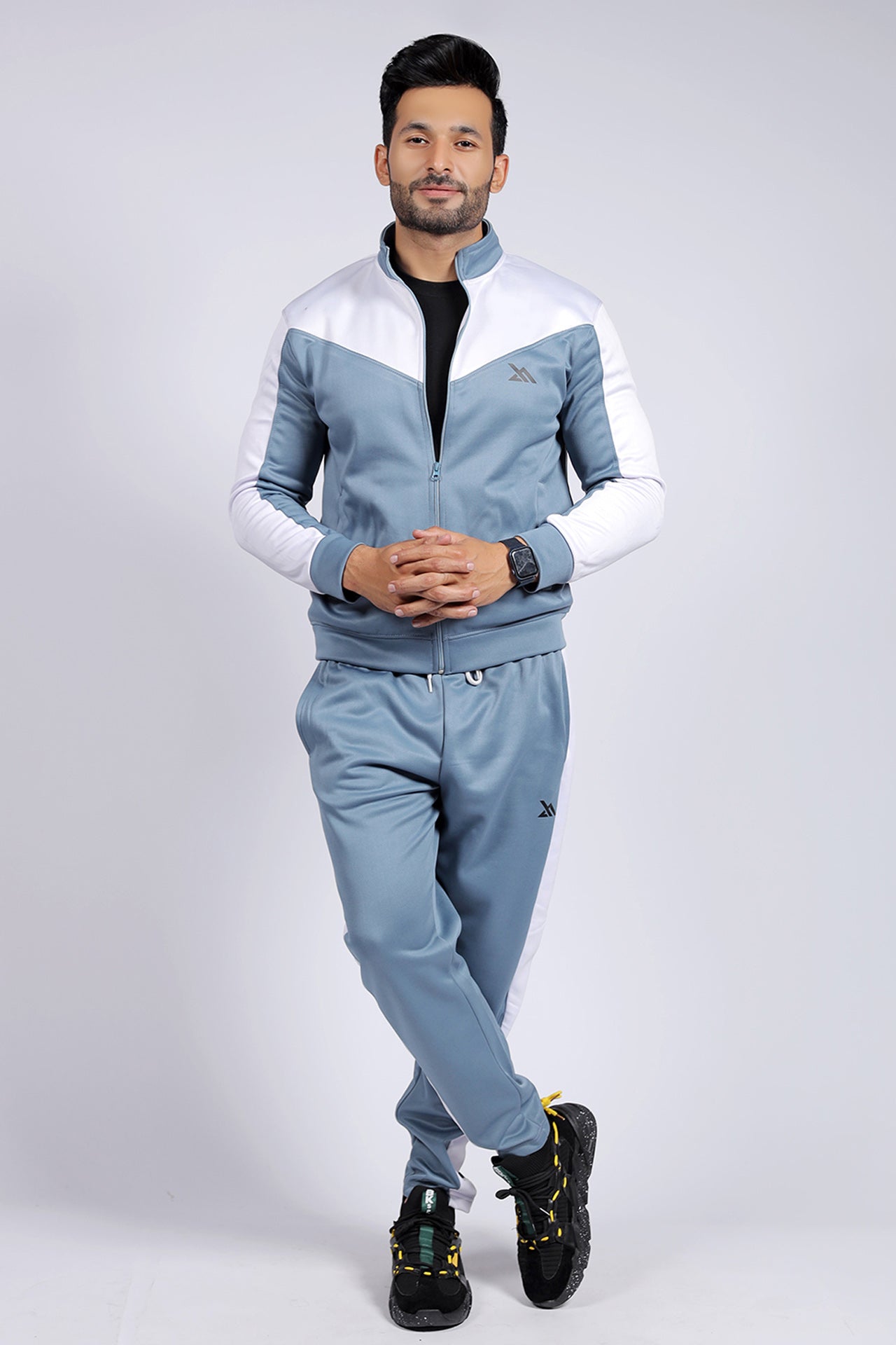 DUSTY BLUE CONTRAS SLOGAN TRACKSUIT