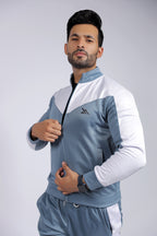 DUSTY BLUE CONTRAS SLOGAN TRACKSUIT