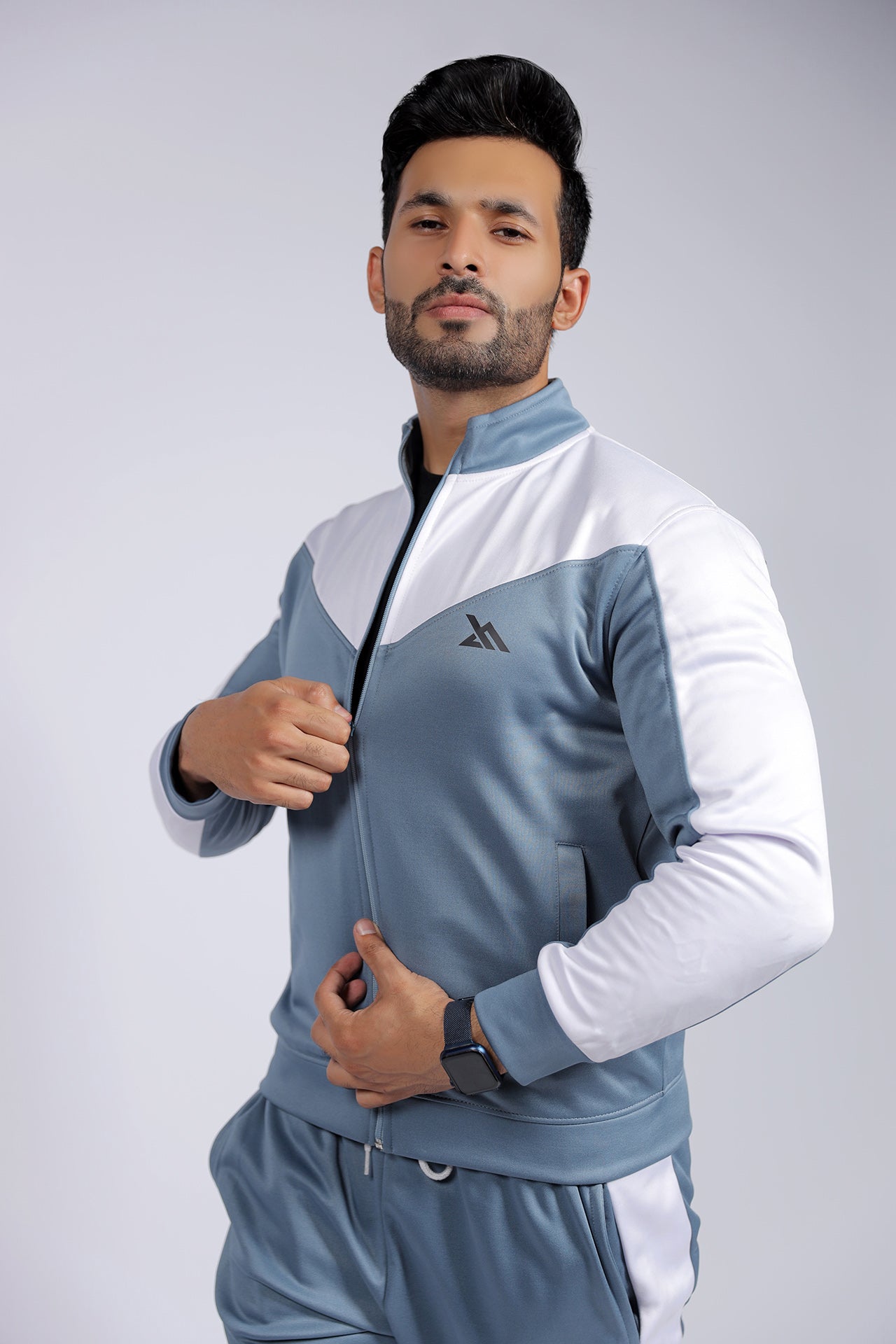 DUSTY BLUE CONTRAS SLOGAN TRACKSUIT