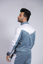 DUSTY BLUE CONTRAS SLOGAN TRACKSUIT