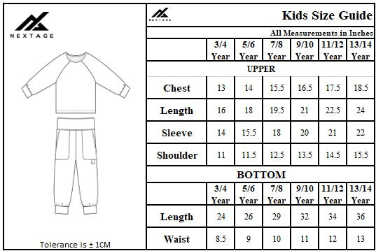 Size chart for Nextage Brown Embroidered Tracksuit