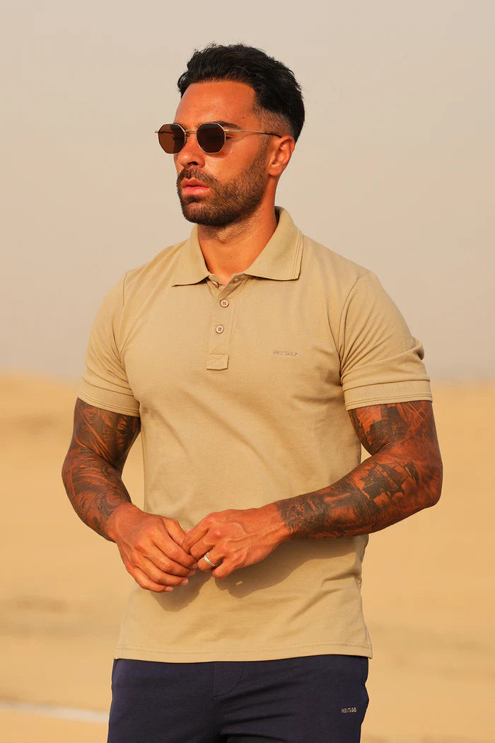 Nextage Cotton Beige Polo Shirt
