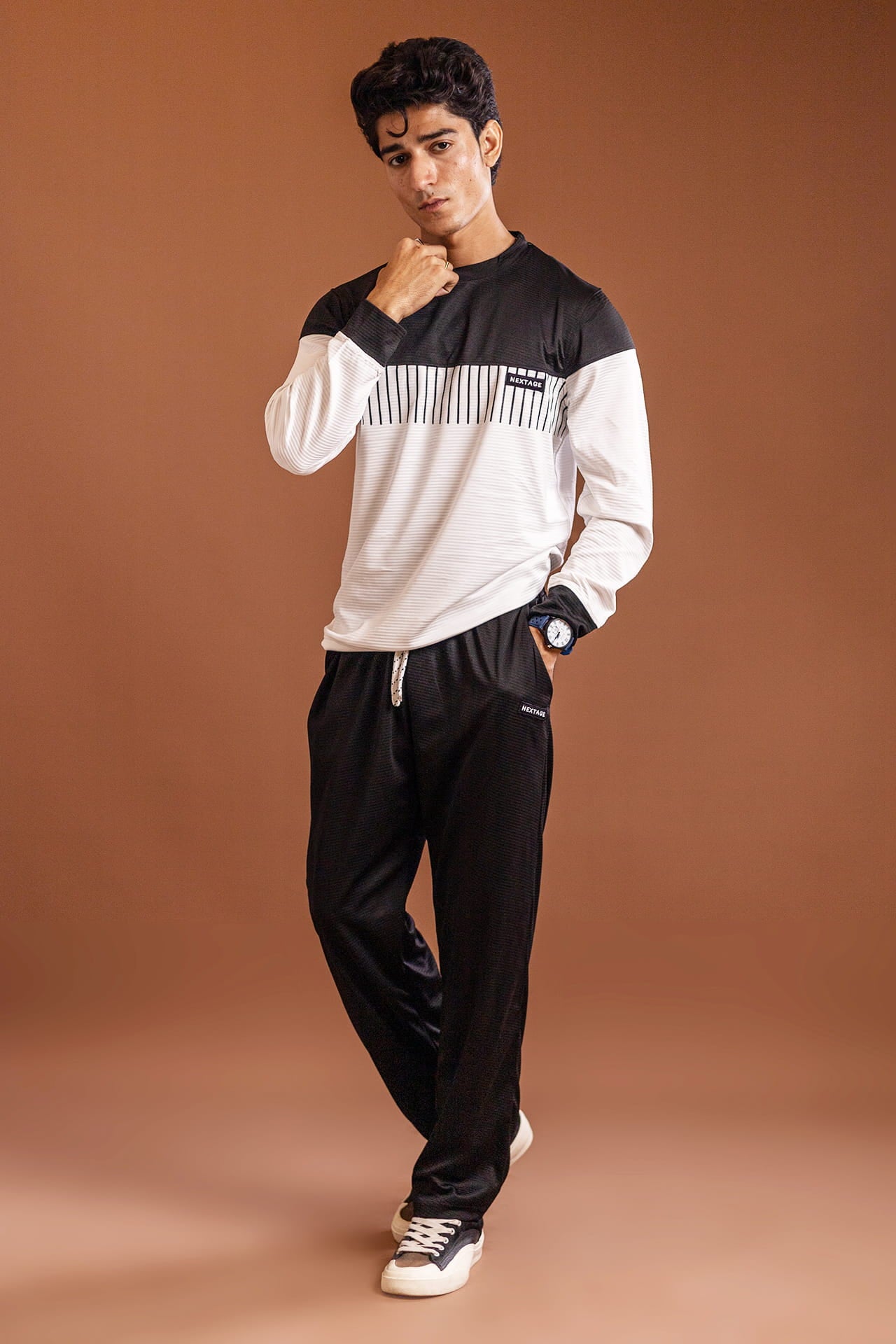 Nextage black white contrast tracksuit