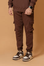 Men's Hoodie and Cargo Pant Tracksuit-Dark Brown Co-ord Set-Men's Tracksuit
Men's Co-ord Set