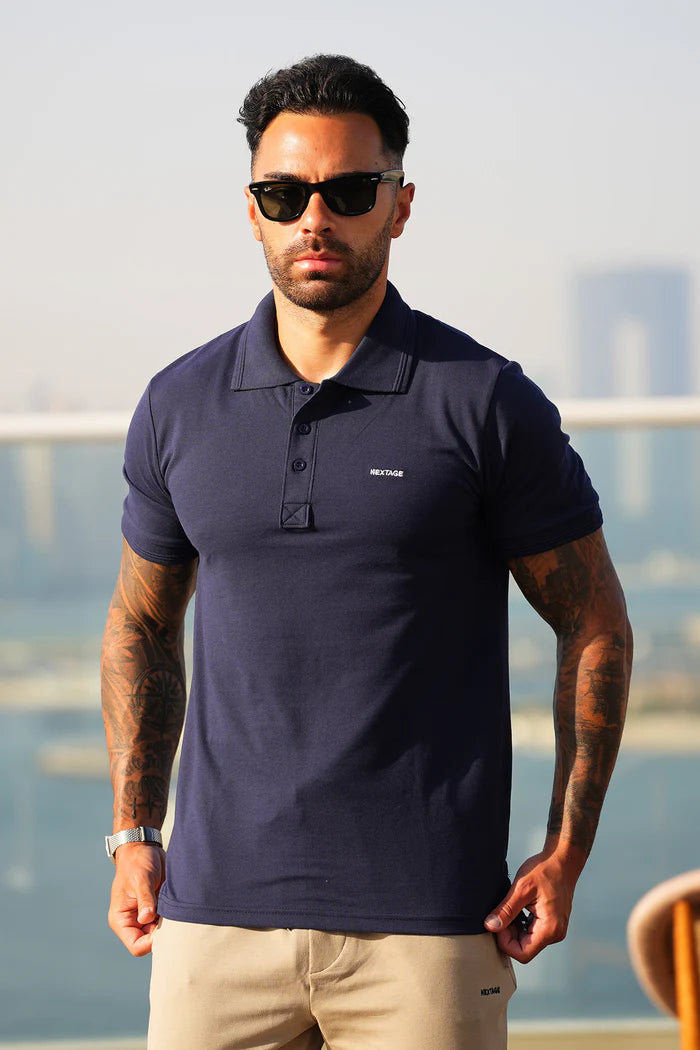 Nextage Cotton Navy Polo Shirt
