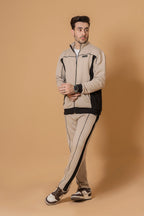 Shop Nextage Men’s Moss Grey Piping Detail Tracksuit – Stylish Sportswear-Outfit-Workout Tracksuit-Loungewear Set Men-Affordable Men's Tracksuit Set