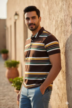 Brown Striped Polo Shirt