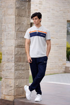 Nextage Grey Navy Contrast Polo Shirt