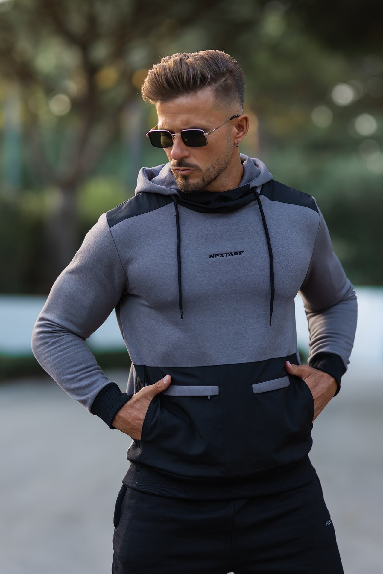 Close view of Nextage Urban Grey tracksuit for men