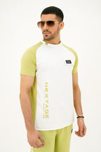 Nextage Green Contrast Slogan Printed Short Set