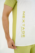 Nextage Green Contrast Slogan Printed Short Set