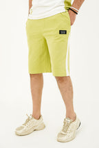 Nextage Green Contrast Slogan Printed Short Set