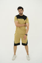 Nextage Black Panel Khaki Short Set