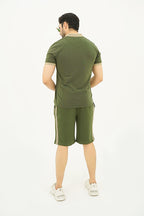 Quarter Zip Polo Green Contrast Short Set