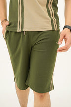 Quarter Zip Polo Green Contrast Short Set