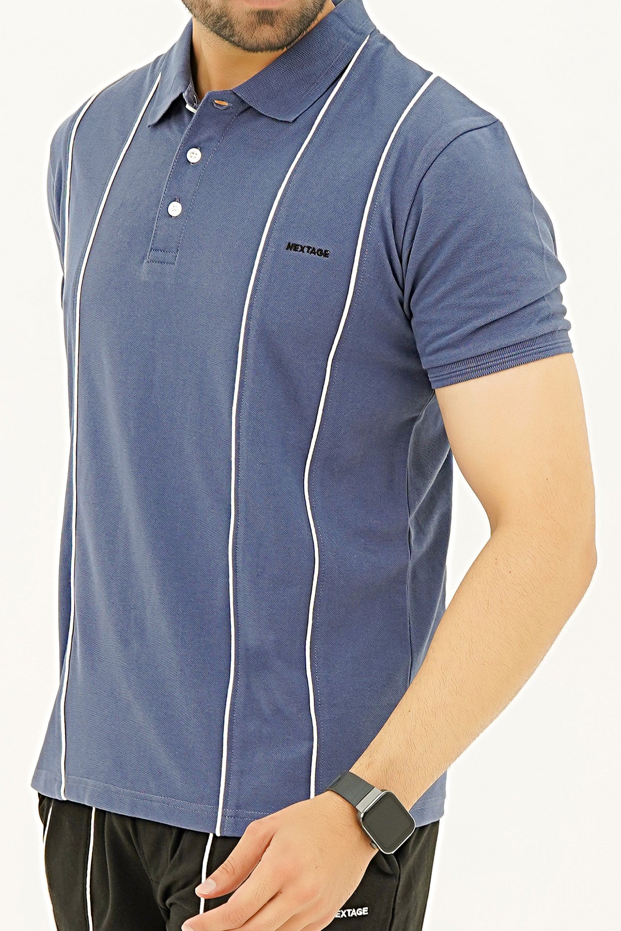 Nextage Blue Piping Detail Contrast Short Set