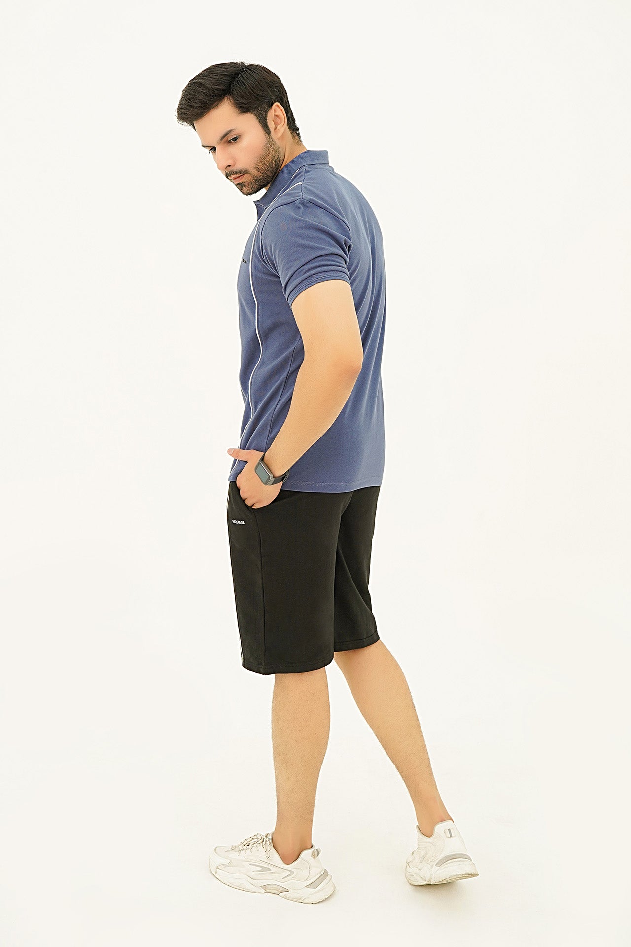 Nextage Blue Piping Detail Contrast Short Set