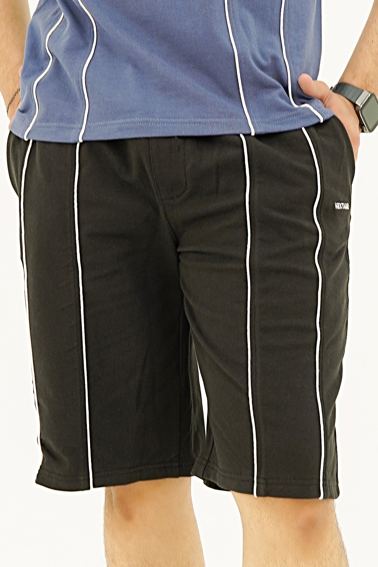 Black Piping Detail Short