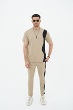 Beige Curved Style Tracksuit