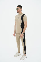 Beige Curved Style Tracksuit