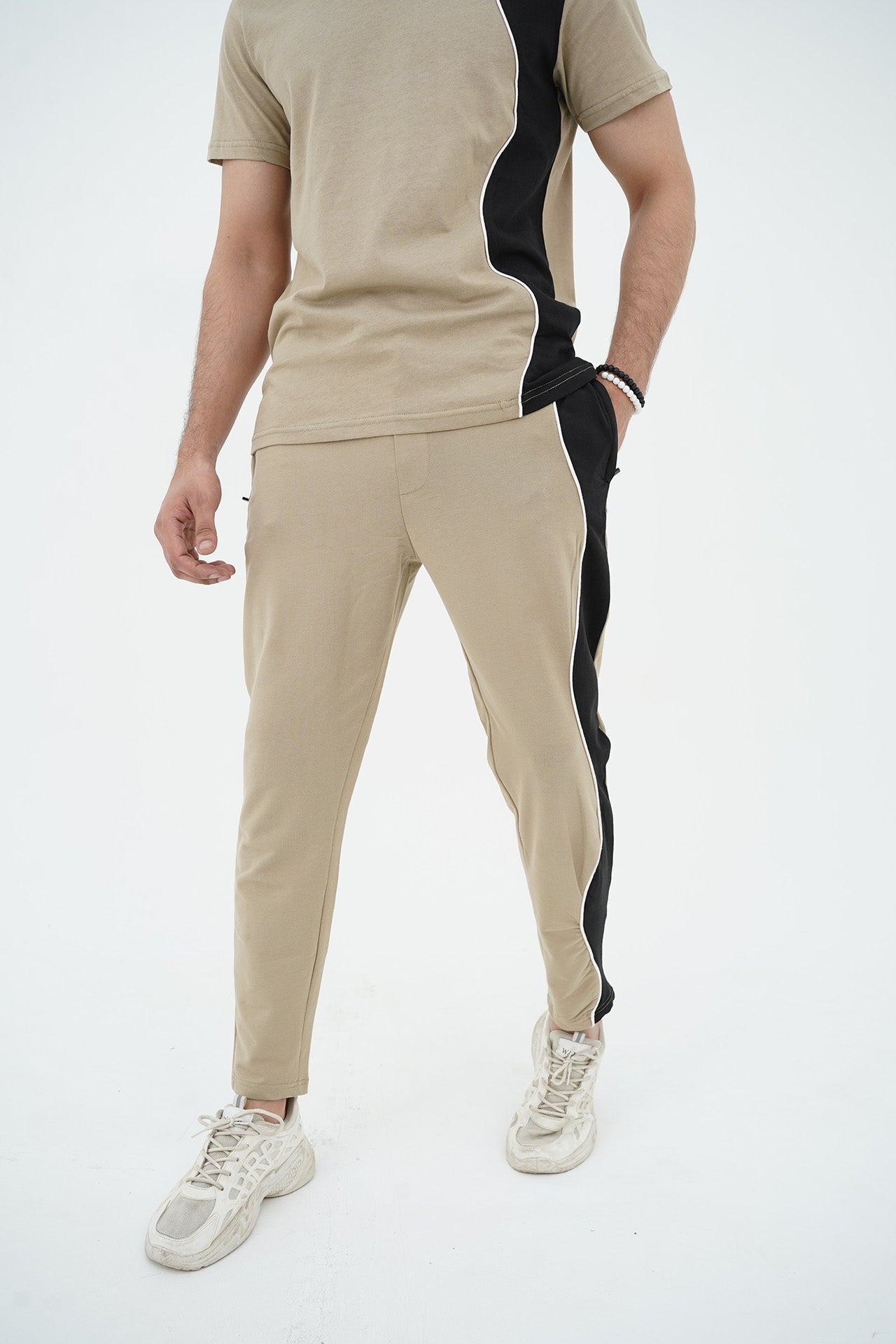 Beige Curved Style Tracksuit