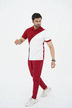 Nextage Slogan Polo White Maroon Tracksuit