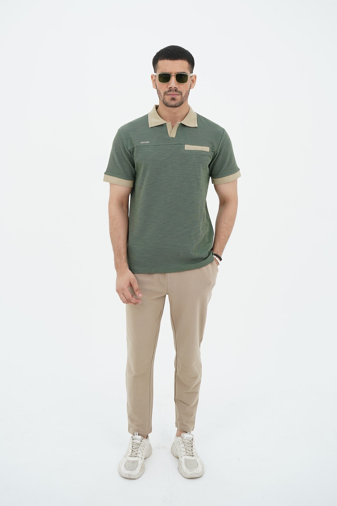 Nextage Embroidered Slub Yarn Polo Tracksuit