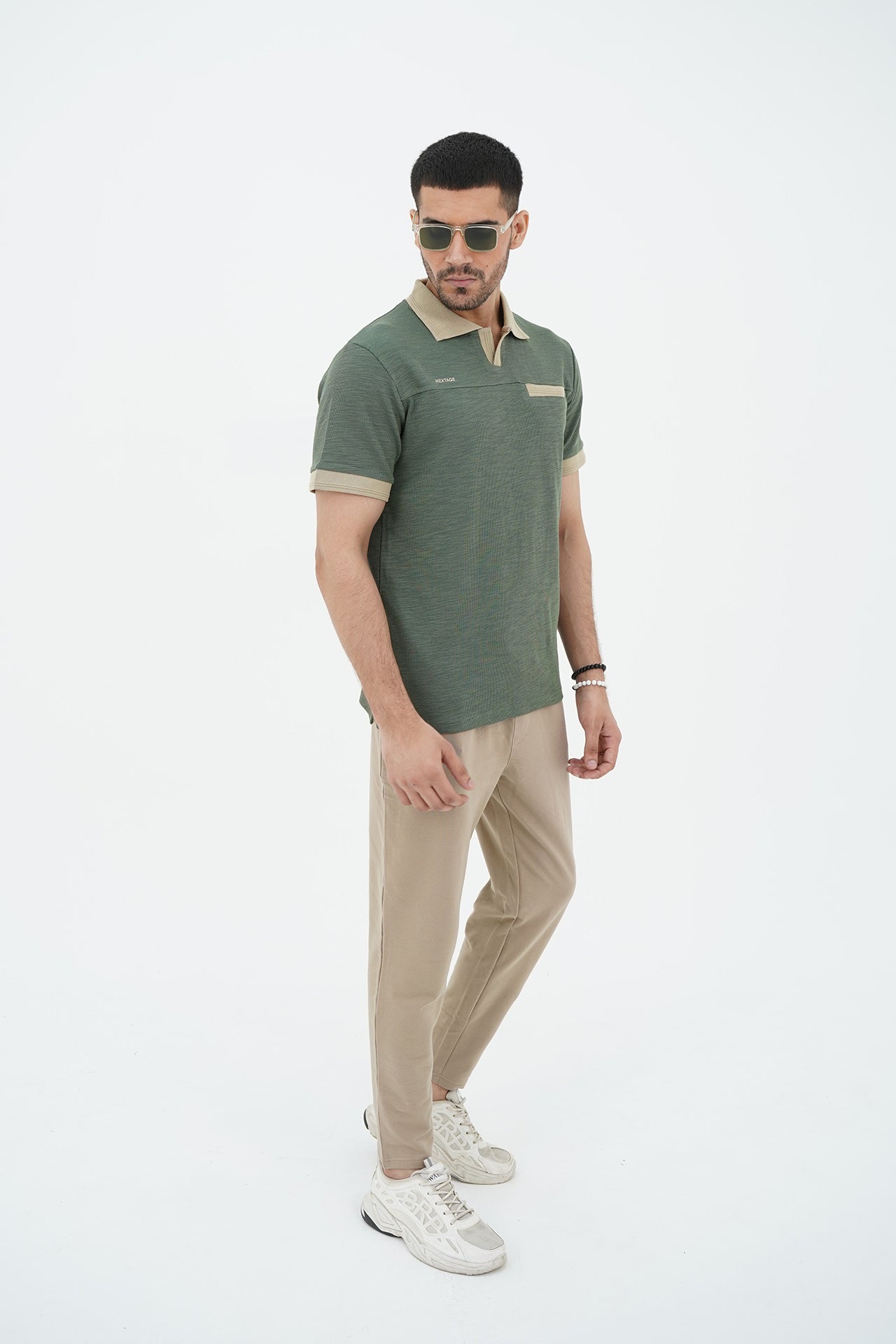 Nextage Embroidered Slub Yarn Polo Tracksuit