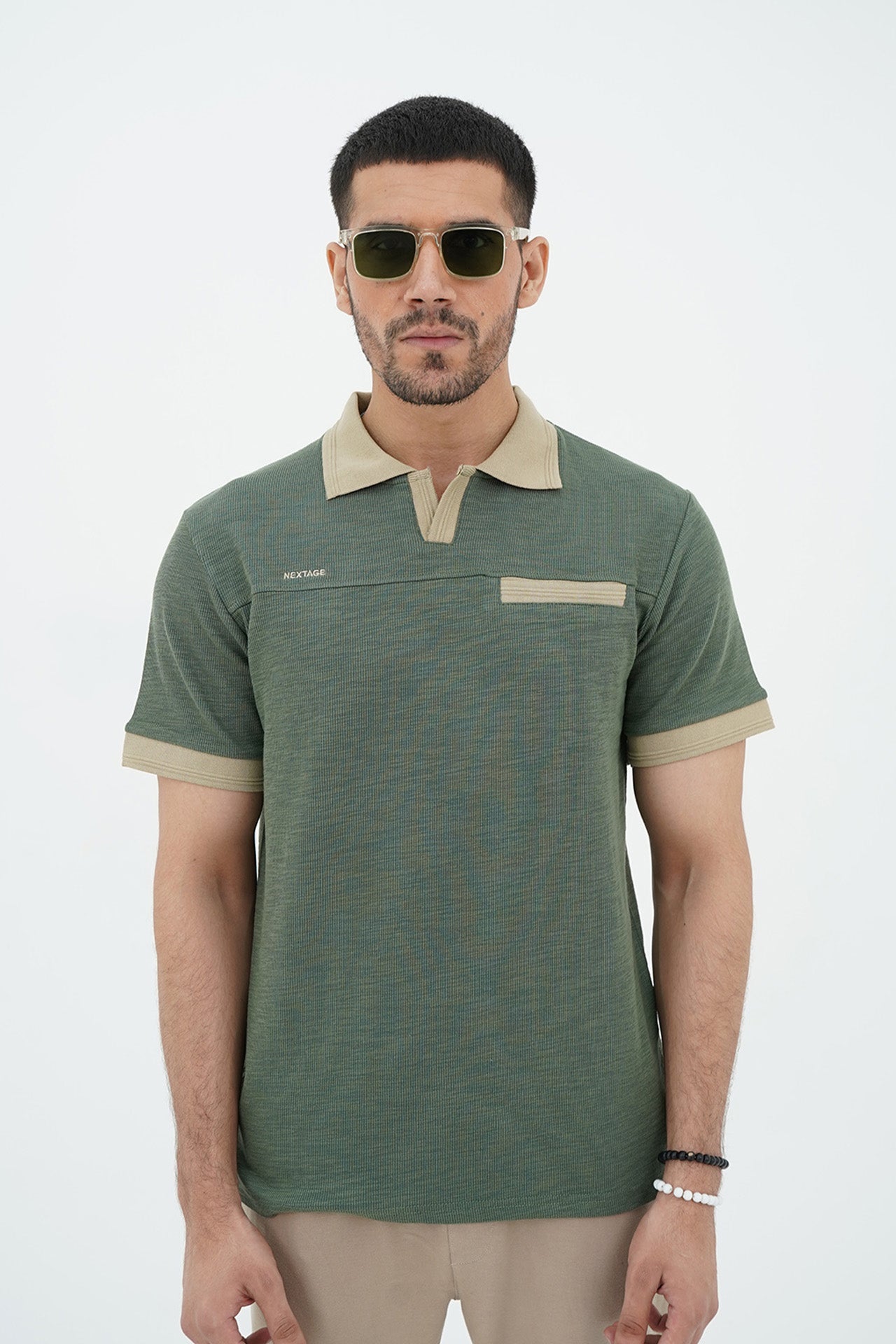 Nextage Embroidered Slub Yarn Polo Tracksuit