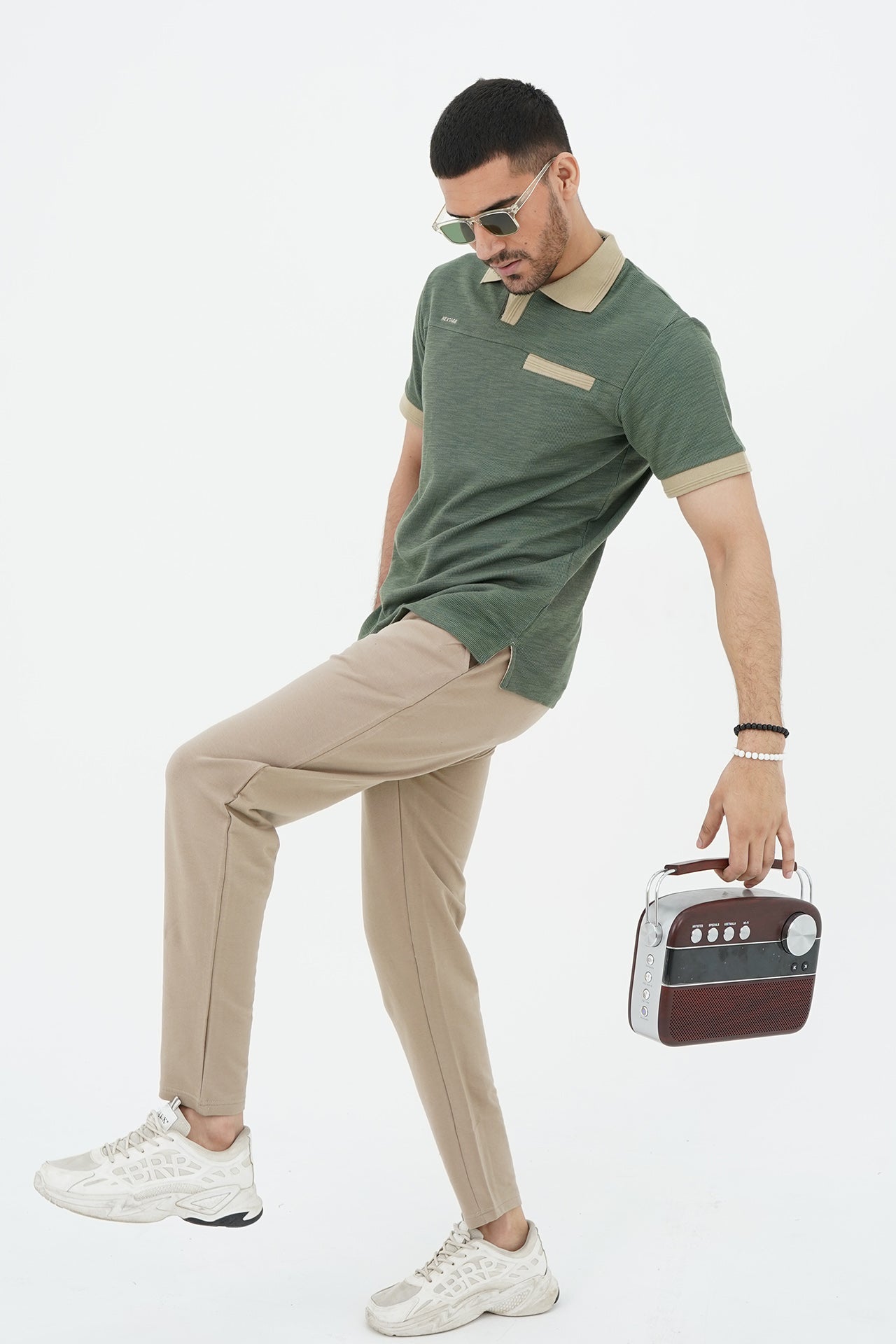 Nextage Embroidered Slub Yarn Polo Tracksuit