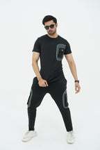 Nextage Black Spandex Cargo Tracksuit