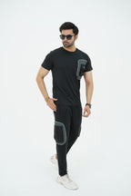 Nextage Black Spandex Cargo Tracksuit