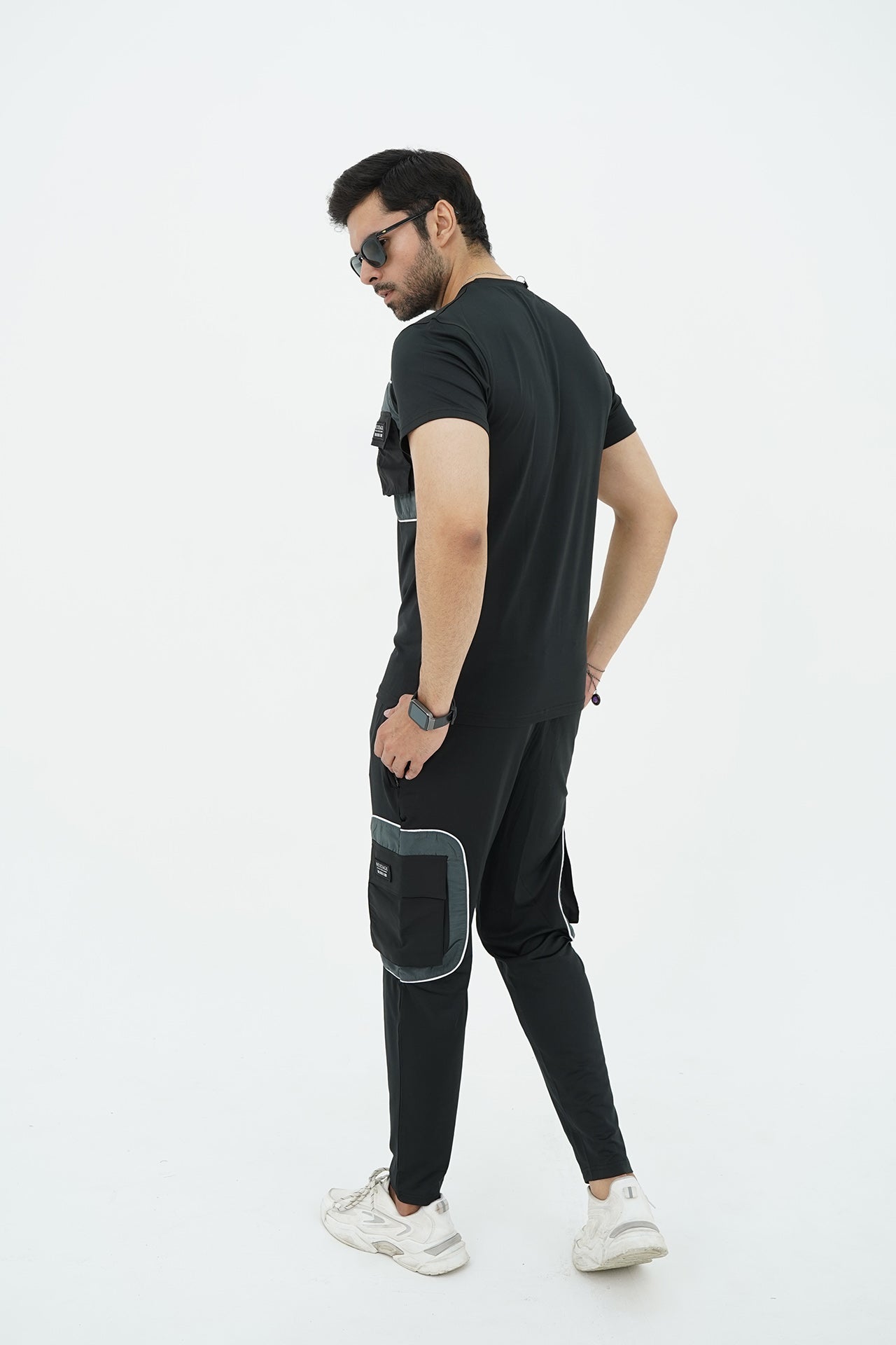Nextage Black Spandex Cargo Tracksuit